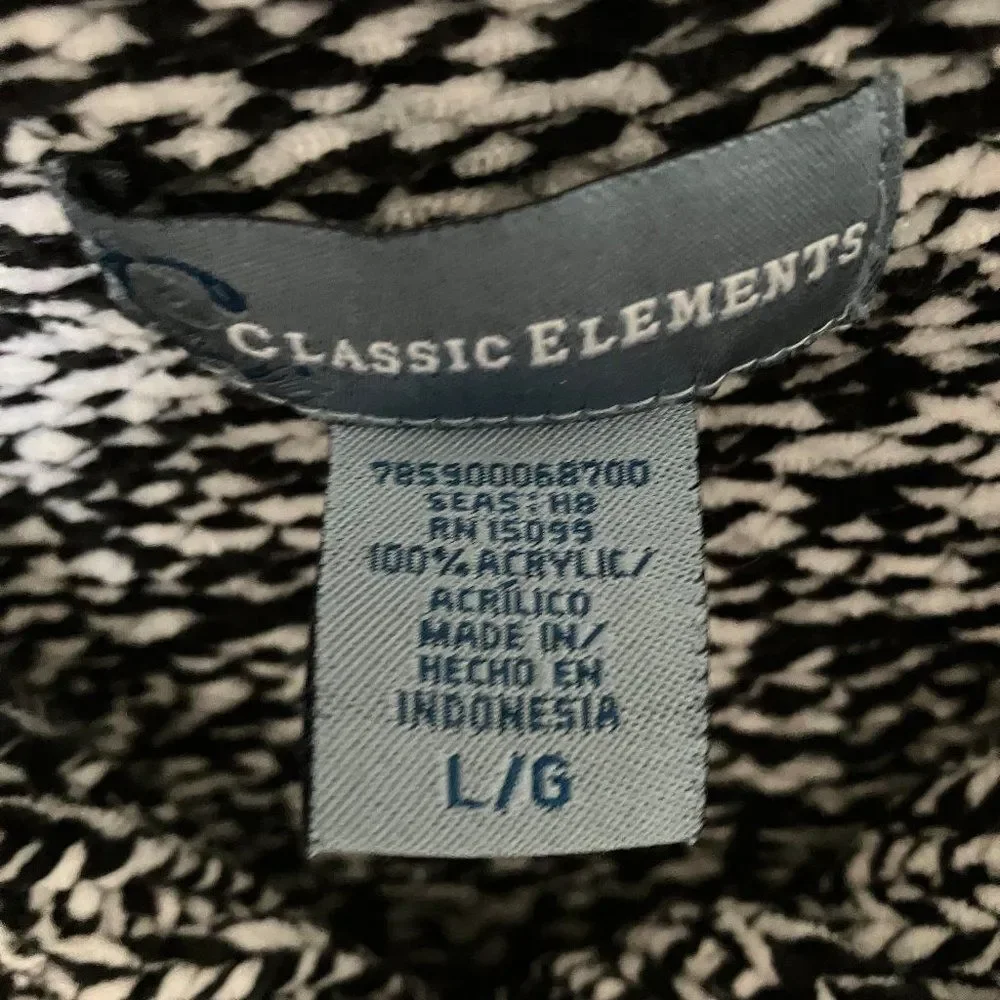 Womens Classic Elements Black & White Collared Sweater - Size L